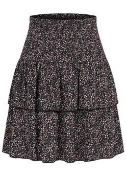 Pieces Damen Mini Rock High Waist Und Volant Prism Pink Multicolor