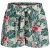 AIKI Damen Kurze Viskose Sommer Shorts Mit Tropical Print 2-Pockets Hell Grün
