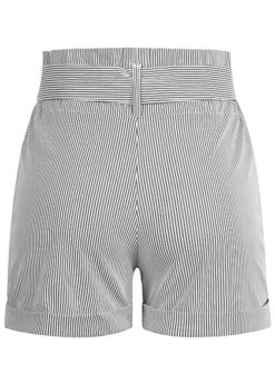 AIKI Damen Kurze Paperbag Shorts Inkl. Bindegürtel Streifen 2-Pockets Hell Grau -Onlyy Kleidung Geschaft 22030463 2
