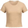 ONLY Damen NOOS Ribbed T-Shirt Mit Frilldetails Nomad Dunkel Beige