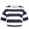 Only Damen Cropped T-Shirt Box Fit Top Mit Streifen Navy Blau