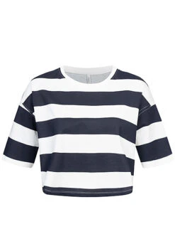 Only Damen Cropped T-Shirt Box Fit Top Mit Streifen Navy Blau
