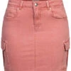 ONLY Damen NOOS Mini Cargo Jeans Rock 7-Pockets Rosette Rose