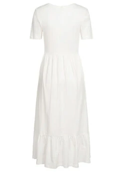 ONLY Damen Midi Peplum Jersey Kurzarm Kleid Mit Rüschen Cloud Dancer Weiss -Onlyy Kleidung Geschaft 22030949 2