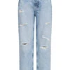 ONLY Damen NOOS Regular Ankle Boyfriend Destroyed Jeans 5-Pockets Hell Blau Denim