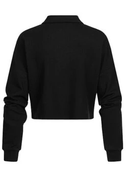 Vero Moda Damen Ribbed Crop Shirt Longsleeve Knopfleiste Polo-Optik Schwarz 3 Vero Moda Damen Ribbed Crop Shirt Longsleeve Knopfleiste Polo-Optik Schwarz -Onlyy Kleidung Geschaft 22030967 1