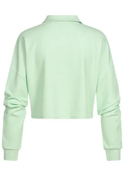 Vero Moda Damen Ribbed Crop Shirt Longsleeve Knopfleiste Polo-Optik Brook Grün -Onlyy Kleidung Geschaft 22030968 1