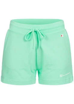 Champion Damen Classic Jersey Shorts 2-Pockets Tunnelzug Kleines Logo Mint Grün
