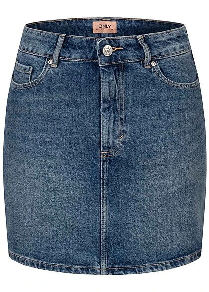 ONLY Damen Jeans Mini Rock Mit 5-Pockets Medium Blau 1 ONLY Damen Jeans Mini Rock Mit 5-Pockets Medium Blau