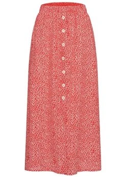 ONLY Damen Viskose Longform Rock Mit Knopfleiste Und Print High Risk Red