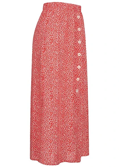 ONLY Damen Viskose Longform Rock Mit Knopfleiste Und Print High Risk Red 2 ONLY Damen Viskose Longform Rock Mit Knopfleiste Und Print High Risk Red – Bild 2