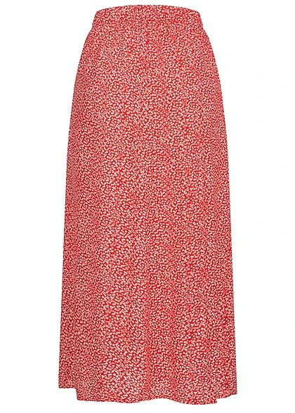 ONLY Damen Viskose Longform Rock Mit Knopfleiste Und Print High Risk Red 3 ONLY Damen Viskose Longform Rock Mit Knopfleiste Und Print High Risk Red – Bild 3