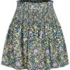 ONLY Damen Mini Rock Mit Rüschendetails Und Gummibund Blumen Print Schwarz