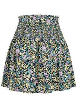 ONLY Damen Mini Rock Mit Rüschendetails Und Gummibund Blumen Print Schwarz -Onlyy Kleidung Geschaft 22040077 2