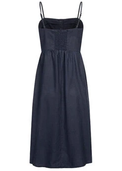 JACQUELINE DE YONG JDY By ONLY Damen Kurzes Leinen Kleid Mit Knopfleiste Sky Captain Dunkel Blau -Onlyy Kleidung Geschaft 22040109 2