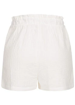 Vero Moda Damen Shorts Mit Seitentaschen Und Gummibund Strukturstoff Schnee Weiss -Onlyy Kleidung Geschaft 22040222 2