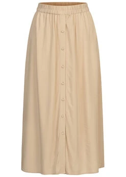 Vero Moda Damen Viskose Rock Knopfleiste Und Gummibund Safari Beige