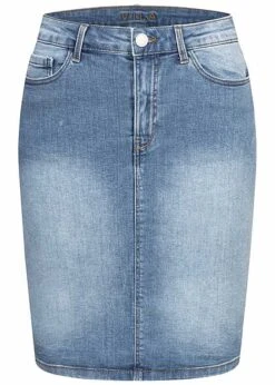 VILA Damen NOOS High-Waist Denim Rock 5-Pockets Medium Blau