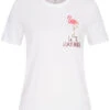 ONLY Damen T-Shirt Mit Flamingo Print Weiss