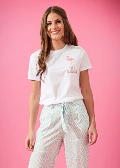 ONLY Damen T-Shirt Mit Flamingo Print Weiss -Onlyy Kleidung Geschaft 22040426 3