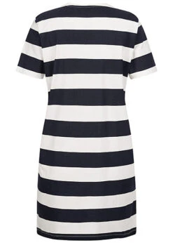 ONLY Damen T-Shirt Kleid Mit Rundhals Und Streifen Navy Blau Weiss -Onlyy Kleidung Geschaft 22040465 2