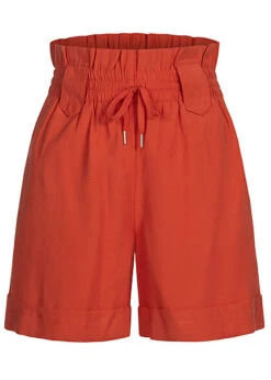 VILA Damen Paperbag Shorts Mit Gummibund Valiant Rot