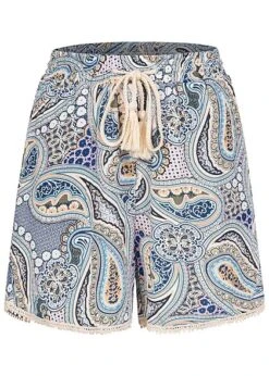 VILA Damen Shorts Mit 2-Pockets Und Bindedetail All Over Print Multicolor