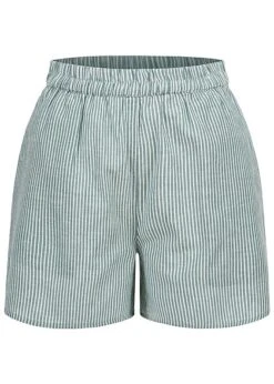 VILA Damen Shorts Mit Gummibund Und 2-Pockets Gestreift Arctic Blau