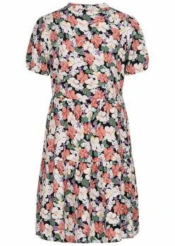 ONLY Damen Volant Kleid Mit V-Neck Und Blumen Print Schwarz Multicolor -Onlyy Kleidung Geschaft 22040514 2