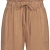 Pieces Damen High-Waist Frill Viskose Shorts Mit Tunnelzug 2-Pockets Tigers Eye Braun