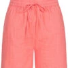 Pieces Damen High-Waist Shorts In Leinenoptik Mit Tunnelzug Strawberry Rosa
