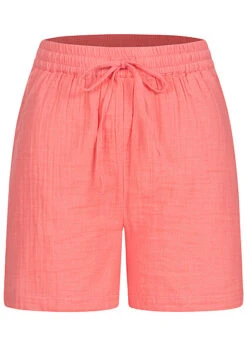 Pieces Damen High-Waist Shorts In Leinenoptik Mit Tunnelzug Strawberry Rosa