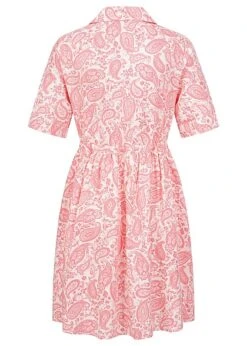 Pieces Damen 1/2 Arm Viskose Blusenhemdkleid Mit Paisley Print & Taillenzug Strawberry -Onlyy Kleidung Geschaft 22040659 2