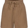 ONLY Damen High-Waist Struktur Shorts 2-Pockets Tunnelzug Walnuss Braun