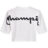 Champion Damen Crop Top T-Shirt Mit Logo Back Print Weiss Schwarz