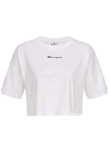 Champion Damen Crop Top T-Shirt Mit Logo Back Print Weiss Schwarz 2 Champion Damen Crop Top T-Shirt Mit Logo Back Print Weiss Schwarz – Bild 2