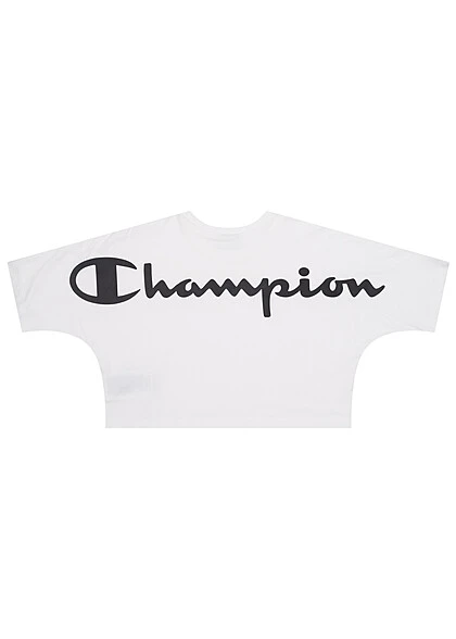 Champion Damen Crop Top T-Shirt Mit Logo Back Print Weiss Schwarz 3 Champion Damen Crop Top T-Shirt Mit Logo Back Print Weiss Schwarz – Bild 3