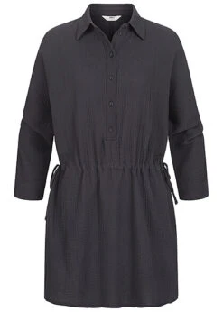 ONLY Damen Blusen Kleid Mit Knopfleiste Und Bindedetails 2-Pockets Phantom Schwarz