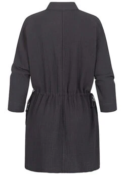 ONLY Damen Blusen Kleid Mit Knopfleiste Und Bindedetails 2-Pockets Phantom Schwarz -Onlyy Kleidung Geschaft 22040798 2