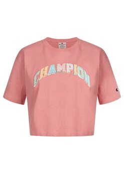 Champion Damen T-Shirt Mit Logo Stickerei Rosa Multicolor