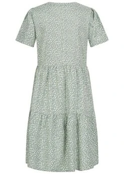ONLY Damen NOOS Kleid Mit V-Neck Und Kurzarm All Over Print Grün Weiss -Onlyy Kleidung Geschaft 22040841 2