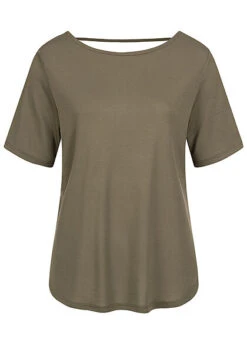 ONLY Premium Damen Shirt Top Mit Rundhals Kurzarm Kalamata Grün