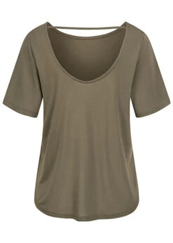 ONLY Premium Damen Shirt Top Mit Rundhals Kurzarm Kalamata Grün -Onlyy Kleidung Geschaft 22040847 2