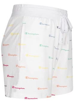 Champion Damen Shorts Mit 2-Pockets All Over Logo Print Weiss Multicolor -Onlyy Kleidung Geschaft 22040994 1