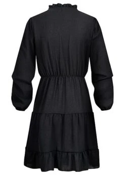 Cloud5ive Damen Stufenkleid Langarm Und Rüschendetails Schwarz -Onlyy Kleidung Geschaft 22046336 2