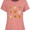 Cloud5ive Damen T-Shirt Mit Herzen Print Alt Rosa