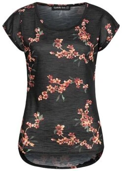 Cloud5ive Damen T-Shirt Mit Blumen Print Schwarz
