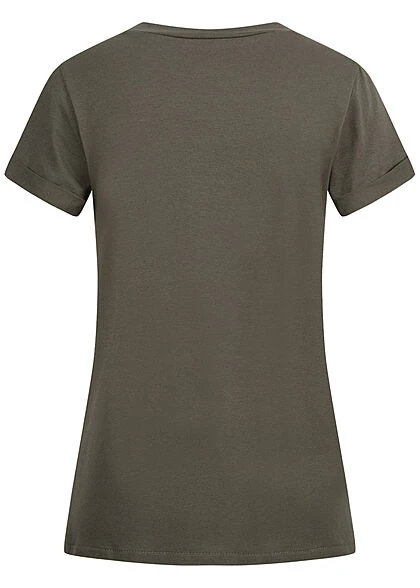 Styleboom Fashion Damen T-Shirt Mit Cat Mom Print Oliv Grün 2 Styleboom Fashion Damen T-Shirt Mit Cat Mom Print Oliv Grün – Bild 2