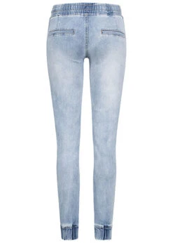 Seventyseven Lifestyle Damen Jogger Jeans Pant Hose Mit Rippbündchen Hell Blau Denim -Onlyy Kleidung Geschaft 22047001 2
