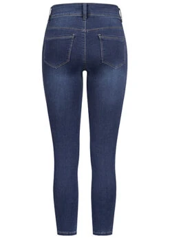 Seventyseven Lifestyle Damen Mid-Waist Skinny Jeans 2er Knopfleiste Dunkel Blau Denim -Onlyy Kleidung Geschaft 22047008 2